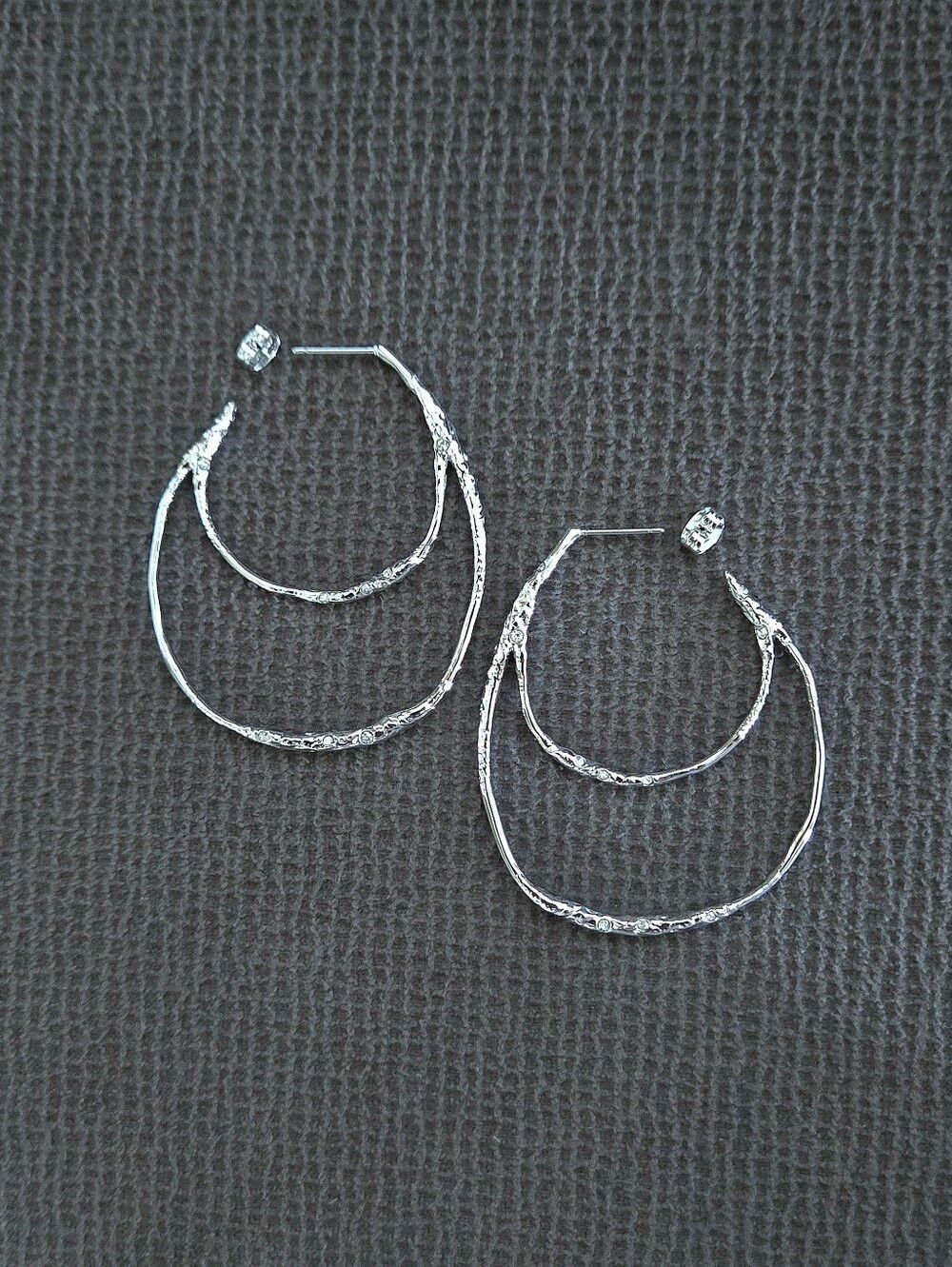 Alexis Bittar Silver🤍 "Solanales" Molten Double✌️ Hoop Earrings - Picture 10 of 16